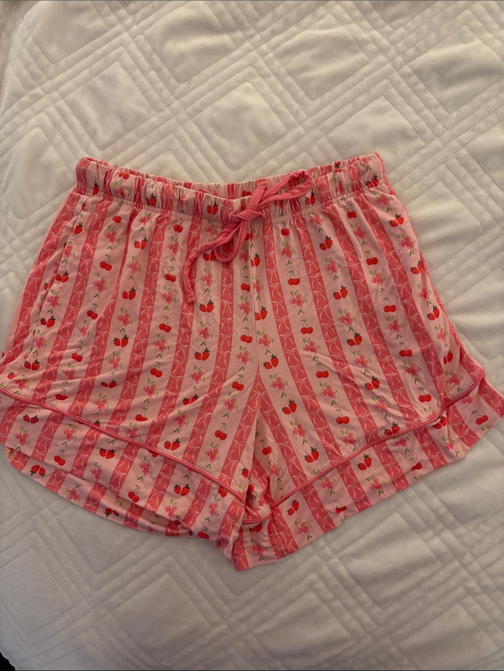 Viscose bamboo pajama bottoms Pink Cherry-Print